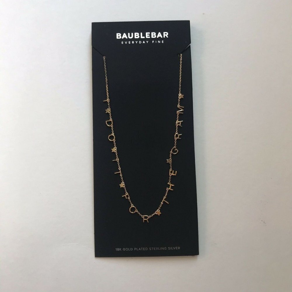 Baublebar Necklace NWT I Do It For The Gram Spell Out 18k Gold Plated Sterling